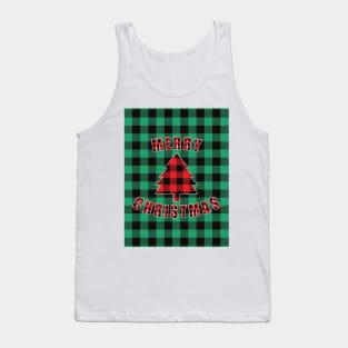 Merry Christmas Buffalo Plaids Christmas Tree Tank Top